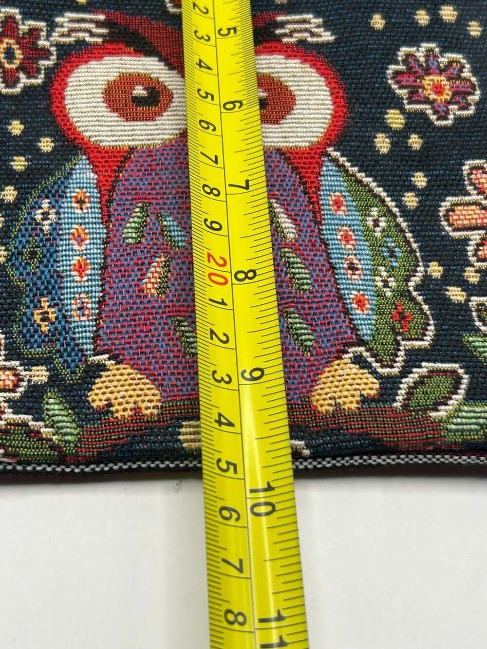 Bohemian Owl Canvas Crossbody Bag with Embroidered Detail and Adjustable Strap - Picture 5 of 6